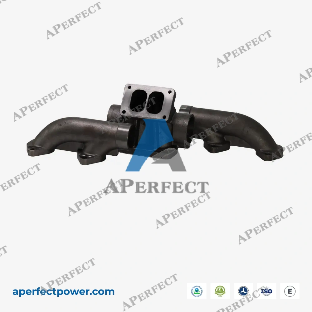 Aperfect exhaust manifold Cummins ISX CM570 angled view